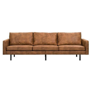 Leen Bakker - Bank Collin 4-zits - Cognac - Lederlook - Bruin - 280x88x88 Cm