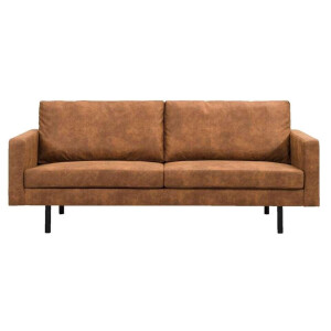 Leen Bakker - Bank Collin 2,5-zits - Cognac - Lederlook - Bruin - 210x88x88 Cm
