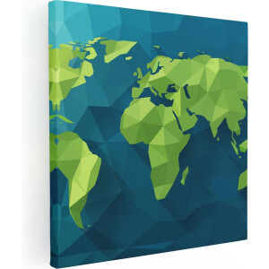 Artaza Canvas Schilderij Hoekige Origami Wereldkaart - Abstract - 70x70 - Foto Op Canvas - Canvas Print