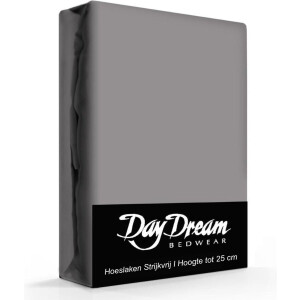 Day Dream hoeslaken - strijkvrij - katoen - 160 x 200 - Antraciet