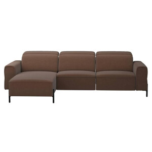 Leen Bakker - Hoekbank Dave Links - Elektrisch Verstelbaar - Billy Joe - Cognac - Stof - Bruin - 172x275x79 Cm