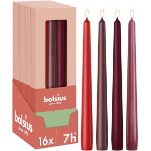 Bolsius - Dinerkaarsen Set - 16 stuks - Rood - 7 branduren