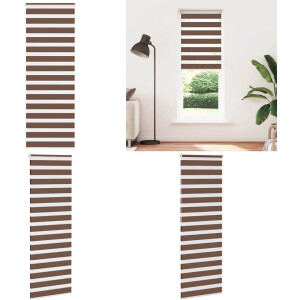 vidaXL Zebra rolgordijn 85x200 cm stofbreedte 80,9 cm polyester bruin - Zebra Jaloezie - Zebra Jaloezieën - Zebra Rolgordijn - Dubbel Rolgordijn