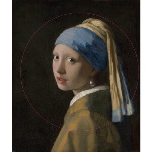 Label2X - Muurcirkel het meisje met de parel, Johannes Vermeer - Ø 30 cm - Forex - Multicolor - Wandcirkel - Rond Schilderij - Muurdecoratie Cirkel - Wandecoratie rond - Decoratie voor woonkamer of slaapkamer