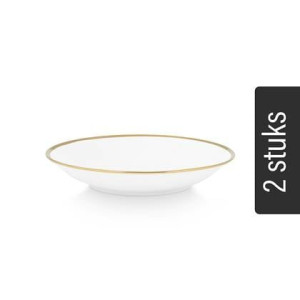 vtwonen Pasta Borden - Set van 2 - Wit|Goud - Porselein - Ã 25.5cm