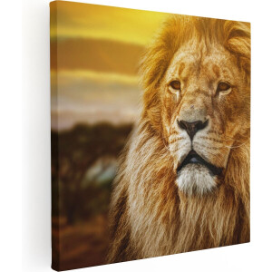 Artaza Canvas Schilderij Leeuw - 80x80 cm - Wanddecoratie Afrika - Muurdecoratie Dieren - Schilderijen Op Canvas Safari