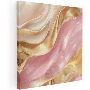 Artaza Canvas Schilderij Abstract - 100x100 cm - Groot - Wanddecoratie Goud - Muurdecoratie Roze - Decoratie Woonkamer - Schilderijen Op Canvas