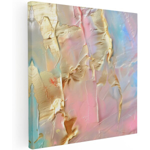 Artaza Canvas Schilderij Abstract - 70x70 cm - Wanddecoratie Goud - Muurdecoratie Modern - Decoratie Pastel Woonkamer - Goud