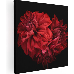 Artaza Canvas Schilderij Rode Dahlia Bloemen - 30x30 - Klein - Foto Op Canvas - Canvas Print