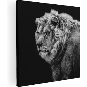 Artaza Canvas Schilderij Leeuw - Zwart Wit - 30x30 - Klein - Foto Op Canvas - Canvas Print