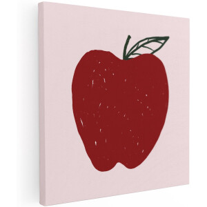Artaza Canvas Schilderij Rode Appel - 100x100 cm - Groot - Wanddecoratie Keuken - Muurdecoratie Fruit - Decoratie Kinderkamer - Schilderijen Op Canvas