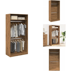 vidaXL Kledingkast - Kledingkasten - Klerenkast - Garderobekast - Kledingkast 100x50x200 cm bewerkt hout artisanaal eikenkleurig