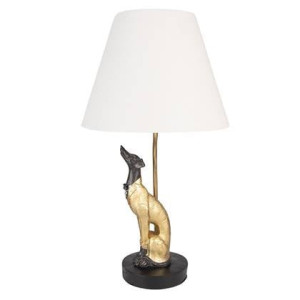 Clayre & Eef Tafellamp Hond Ã 30x56 cm Goudkleurig Kunststof
