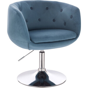 SVITA PANAMA Retro Lounge Chair - Gestoffeerde stoel Cocktailstoel Plaatvoet Metaal Fluweel Blauw
