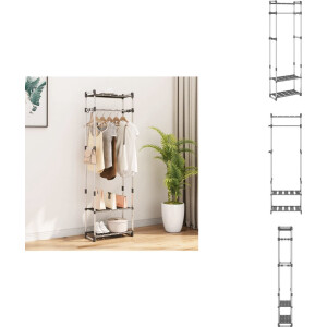 vidaXL Kledingrek - Kledingrekken - Kledingstandaard - Opbergrek - Kledingrek 3-laags 59x29x192 cm aluminium zilverkleurig
