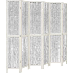 vidaXL - Kamerscherm - met - 6 - panelen - massief - paulowniahout - wit