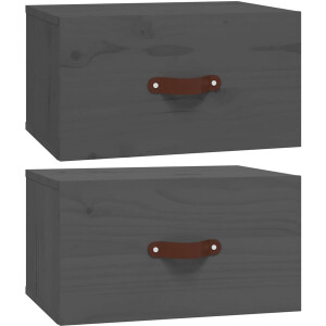 vidaXL - Nachtkastjes - 2 - st - wandgemonteerd - 40x29,5x22 - cm - grijs