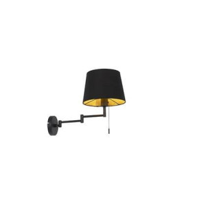 QAZQA Wandlamp zwart met zwarte kap en verstelbare arm - Ladas Deluxe