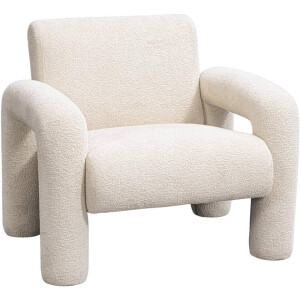 10% korting - Leen Bakker - Fauteuil Puck - Stof - Crème - 78x88x85 Cm