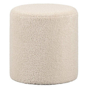 Leen Bakker - Hocker Wenen - Zand - 40xØ37 Cm - Teddy - Crème