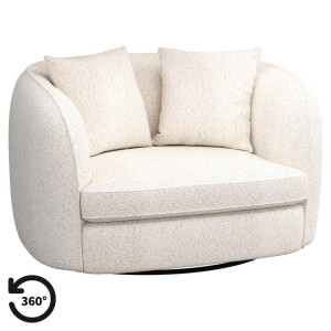 Leen Bakker - Draaibare Loveseat Enzio - Wales - Stof - Crème - 95x129x76 Cm
