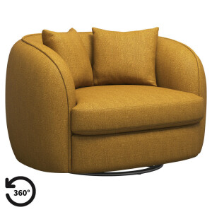 Leen Bakker - Draaibare Loveseat Enzio - Elephant - Oker - Stof - Geel - 95x129x76 Cm