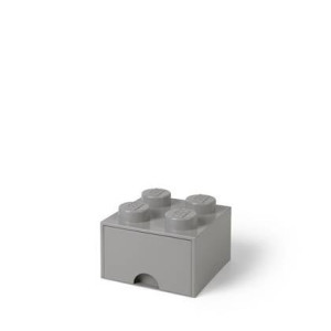LEGO - Set van 2 - Opberglade Brick 4, Grijs - LEGO