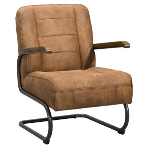 Leen Bakker - Fauteuil Ivar - Stof - Cognac - Stof/Polyester - Bruin - 81x64x88 Cm
