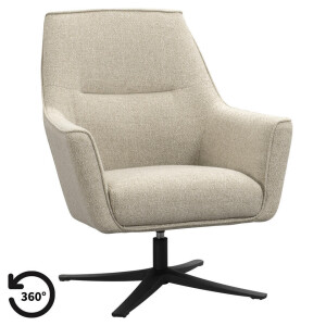 Leen Bakker - Fauteuil Nilesto - Zand - Stof - Beige - 77x74x90 Cm