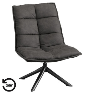 Leen Bakker - Draaifauteuil Clayton - Antraciet - Stof - Grijs - 70x99x81 Cm
