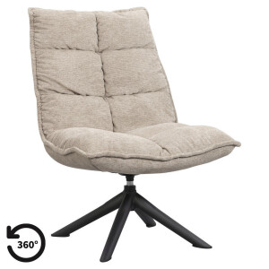 Leen Bakker - Draaifauteuil Clayton - Stof - Taupe - 81x70x99 Cm