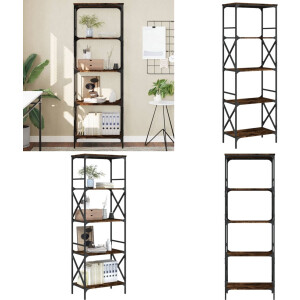 vidaXL Boekenkast 5-laags 59x35x171 cm bewerkt hout gerookt eikenkleur - Boekenkast - Boekenkasten - Boeken Plank - Schappenkast