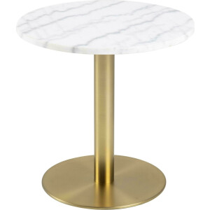 Bendt Ronde Bijzettafel 'Clement' Ø50cm, Wit Marmer/Brass