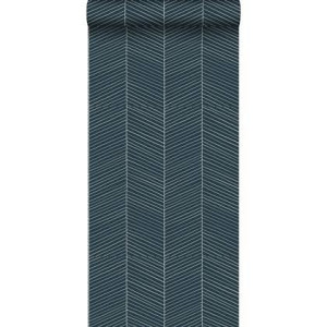 ESTAhome behang visgraat-motief donkerblauw - 0,53 x 10,05 m - 139109