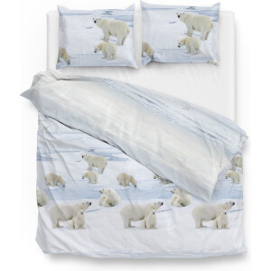 Zohome Dekbedovertrek Ber - Bedlinnen met Dieren print - 260x220 - Blauw - Dekbedhoes van 100% Katoen-Flanel