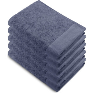 Walra Remade XL Handdoeken 70x140 - set van 5 - Zware kwaliteit 550 g/m2 - Blauw