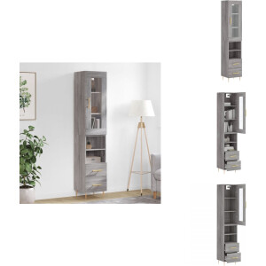 vidaXL Hoge Kast - Hoge Kasten - Dressoir - Buffetkast - Hoge kast 34,5x34x180 cm bewerkt hout grijs sonoma eikenkleurig