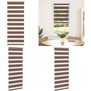 vidaXL Zebra rolgordijn 60x100 cm stofbreedte 55,9 cm polyester bruin - Zebra Jaloezie - Zebra Jaloezieën - Zebra Rolgordijn - Dubbel Rolgordijn