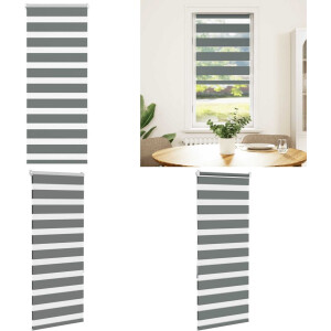 vidaXL Zebra rolgordijn 65x150 cm stofbreedte 60,9 cm donkergrijs - Zebra Jaloezie - Zebra Jaloezieën - Zebra Rolgordijn - Dubbel Rolgordijn