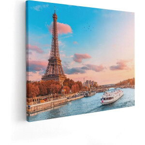 Artaza Canvas Schilderij Eiffeltoren In Parijs Aan Het Water - 50x40 - Foto Op Canvas - Canvas Print
