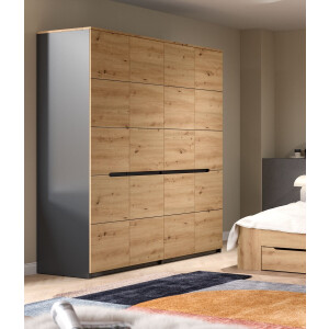 4-deurs kledingkast in basaltgrijs - Ruime opbergoplossing voor je slaapkamer - 180x198x59cm