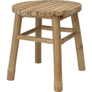 H&S Collection Krukje - plantentafel - bamboe hout - lichtbruin - D35 x H38 cm