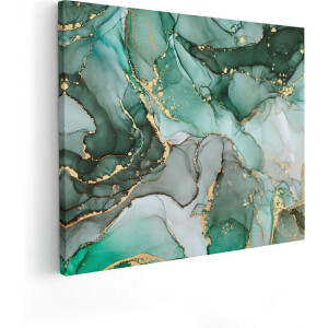 Artaza Canvas Schilderij Abstracte Kunst - Blauwe Marmer met Goud - 50x40 cm - Wanddecoratie Woonkamer - Schilderijen - Muurdecoratie