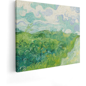 Artaza Canvas Schilderij Groen Tarweveld bij Auvers - Vincent van Gogh - 50x40 - Poster Foto op Canvas - Canvas Print