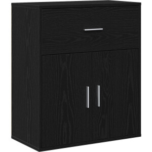 vidaXL - Dressoir - met - lade - Zwart - Eiken - 60 - x - 31 - x - 70 - cm - Bewerkt - hout