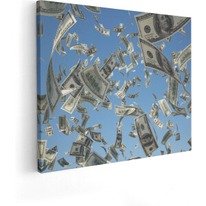 Artaza Canvas Schilderij Dollarbiljetten in de Lucht - Geld - 50x40 - Foto Op Canvas - Canvas Print