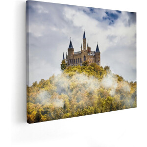 Artaza Canvas Schilderij Kasteel op de Berg in het Bos - 100x80 - Groot - Foto Op Canvas - Canvas Print