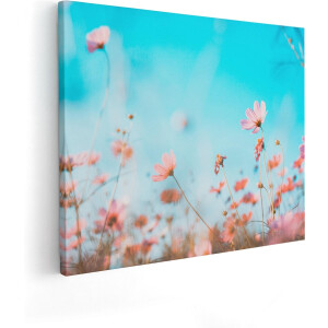 Artaza Canvas Schilderij Paarse Kosmos Bloemen - 50x40 - Foto Op Canvas - Canvas Print