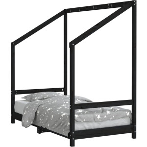 vidaXL - Kinderbedframe - 80x160 - cm - massief - grenenhout - zwart
