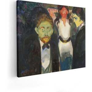 Artaza Canvas Schilderij Jaloezie Munch - 100x80 cm - Groot - Wanddecoratie Expressionisme - Muurdecoratie Portret - Schilderijen Op Canvas Abstract